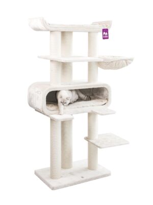Arbre à chat XXL Petrebels robuste et spacieux pour Maine Coon, avec griffoirs en sisal épais