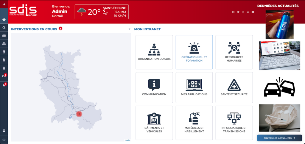 Interface sécurisée de l'intranet du SDIS 42 pour un accès rapide et fiable