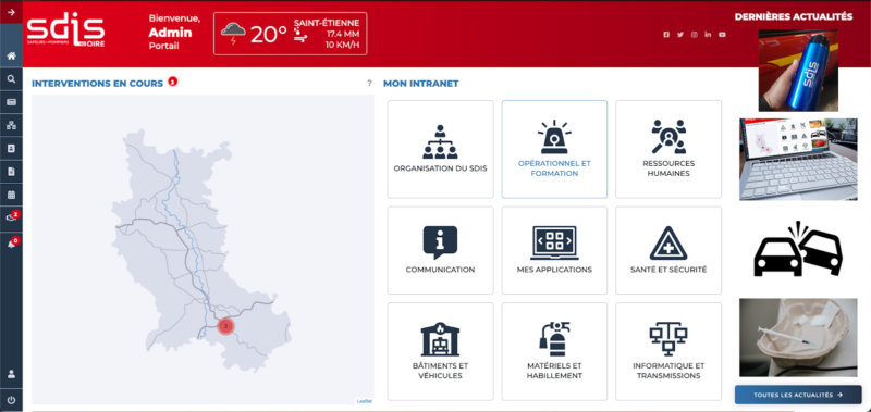 Interface sécurisée de l'intranet du SDIS 42 pour un accès rapide et fiable