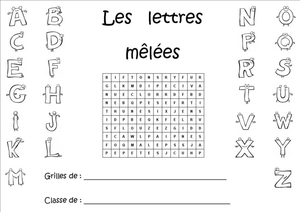 Jeu éducatif de lettres mêlées pour apprendre les mots à l'école