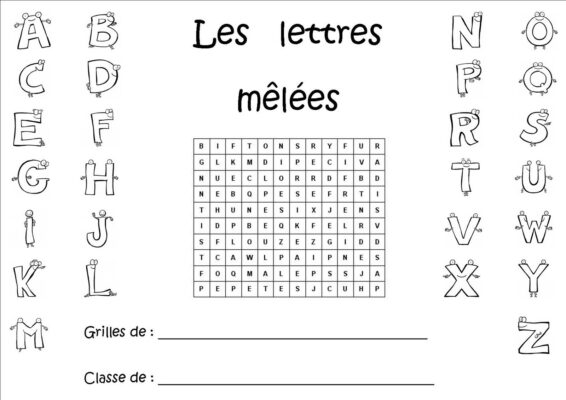 Jeu éducatif de lettres mêlées pour apprendre les mots à l'école
