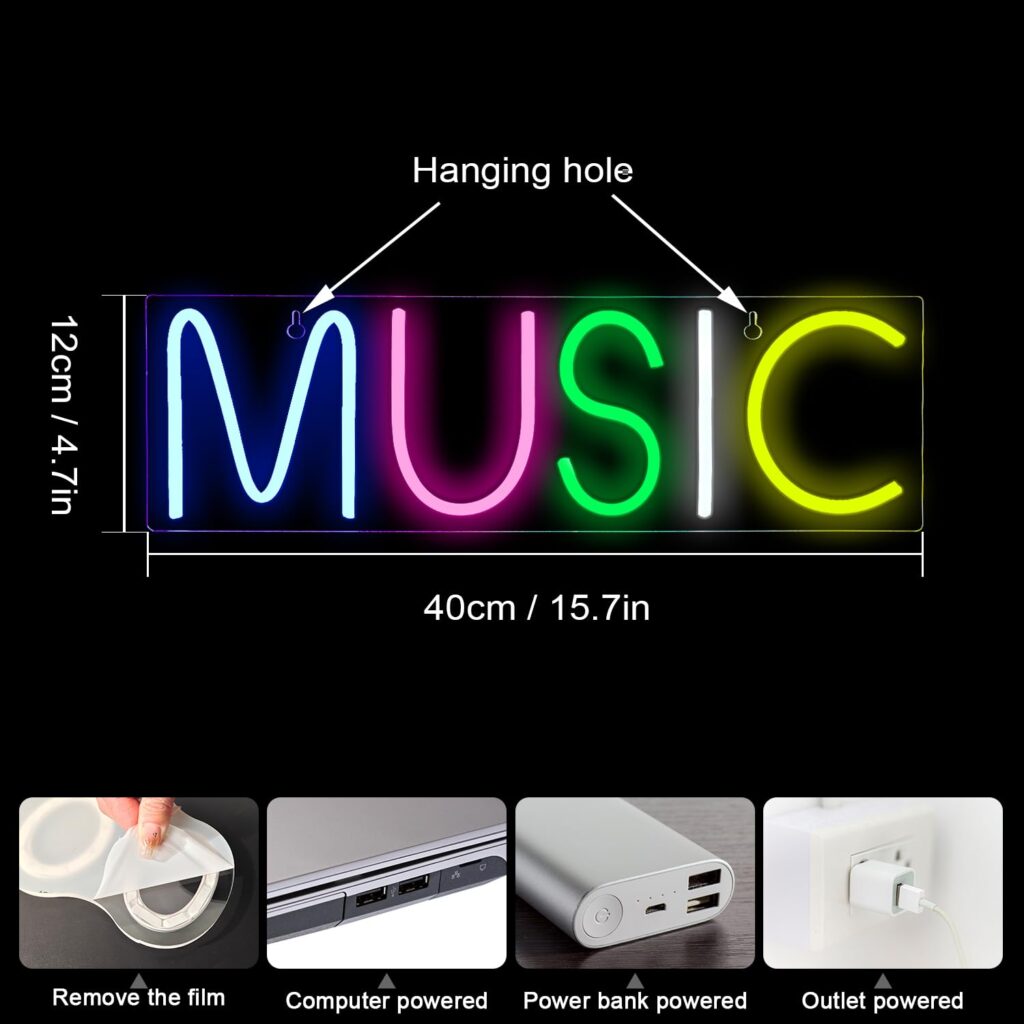 Enseigne lumineuse en forme de note de musique pour une ambiance musicale